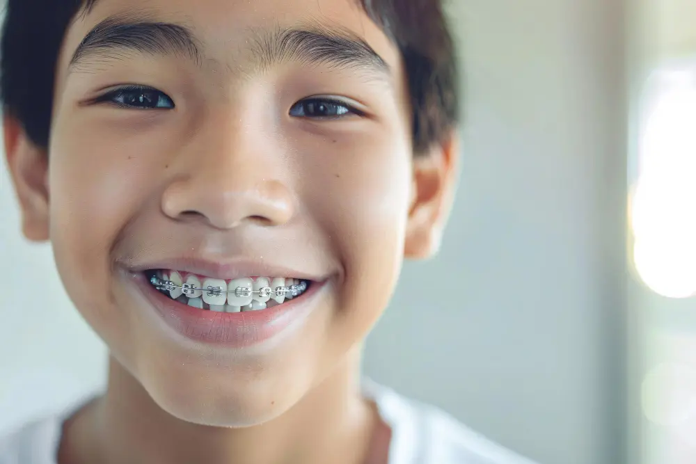 a boy smiling with braces