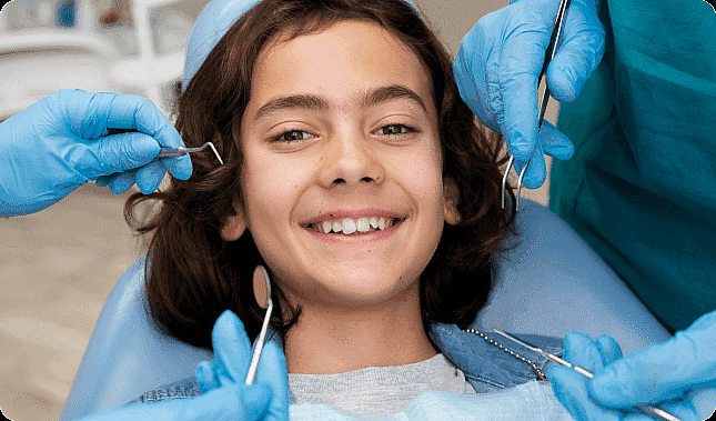 Smiling child undergoing early orthodontic evaluation at Limestone Hills Orthodontics in Austin, TX