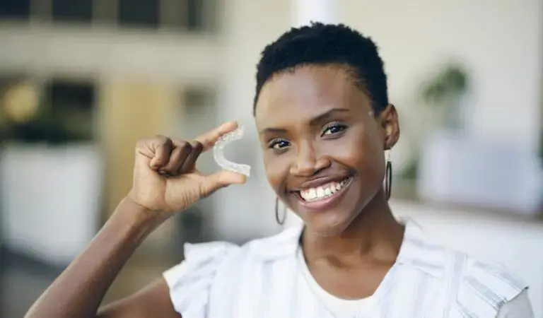 Close-up of Invisalign invisible braces at Limestone Hills Orthodontics in Austin, TX, offering comfortable and discreet orthodontic treatment.