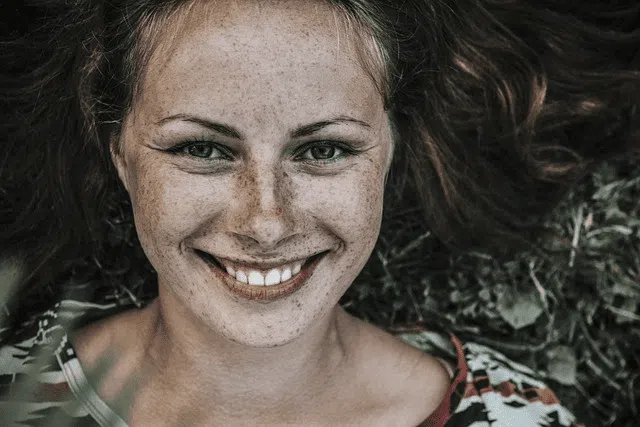 woman, face, freckles